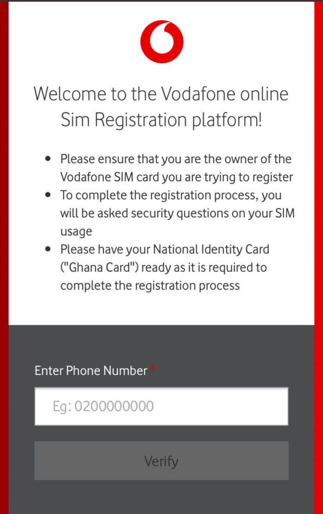 How to link Ghana Card to your Vodafone sim (online).